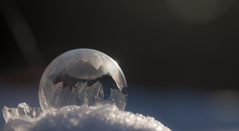 Winter Makrofotografie Frost gefrorene Seifenblase