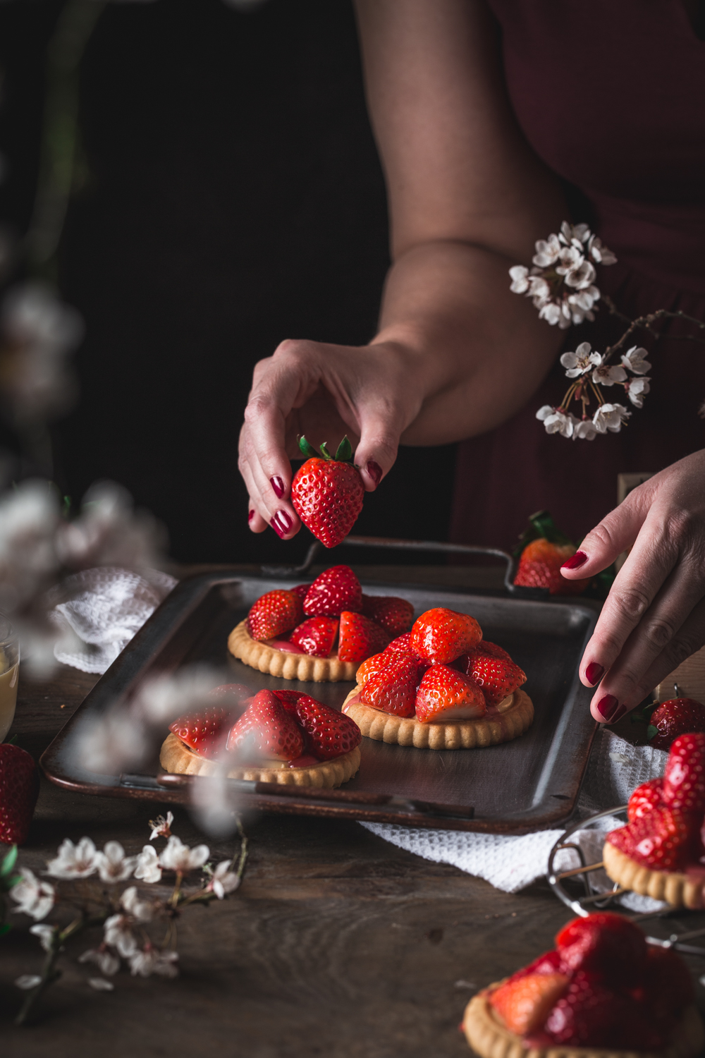 Food Fotografie mit Fotohintergrund Erdbeeren