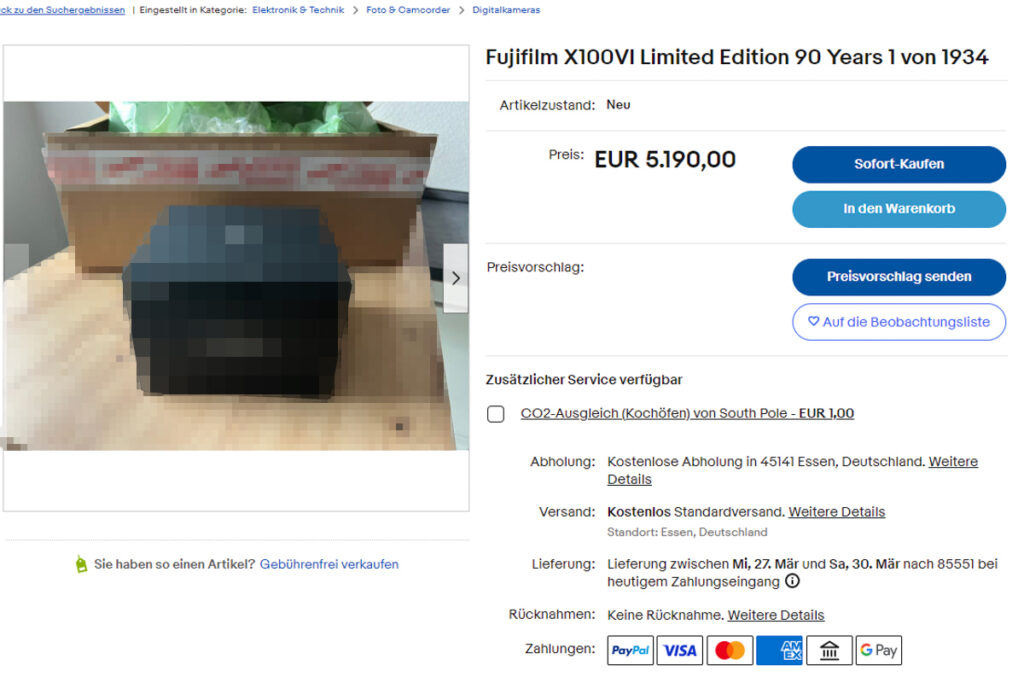 Fujifilm X100VI Limited Edition Ebay Betruegereien