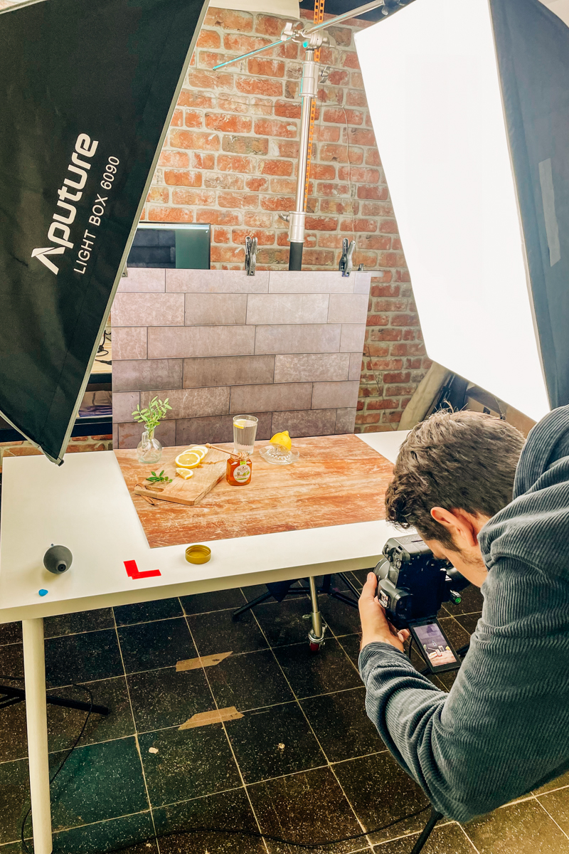 Lichtsetzung Flatlay Fotografie Studio